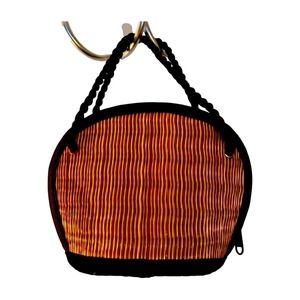 EUC Little Straw Purse with Black Trim